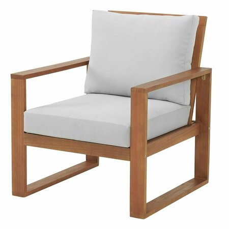 GUARDERIA Weston Eucalyptus Wood Outdoor Chair with Gray Cushions GU3250844